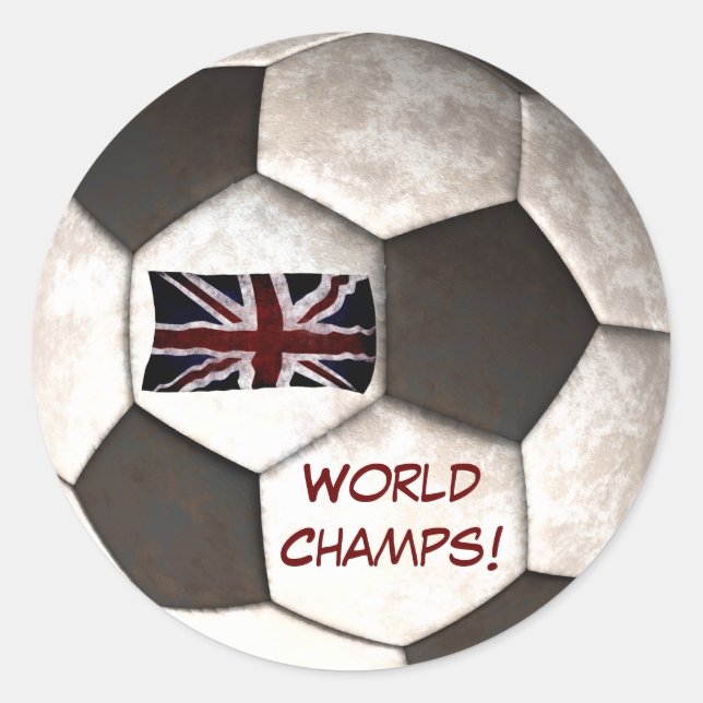 England Soccer Ball "World Champs" Football Sports Classic Round Sticker (Front)