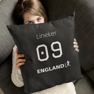England Soccer Black White Custom Name Number Throw Pillow