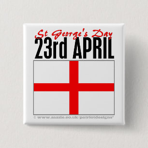 England, St George's Day 2 Inch Square Button