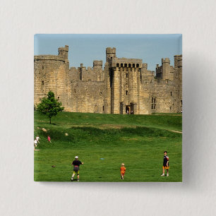 England, Sussex, Bodiam Castle. 2 Inch Square Button