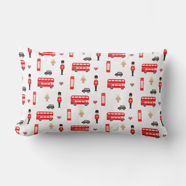 England Symbols Pattern Lumbar Pillow (Front)