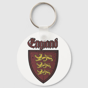 England Three Lions Wooden Shield Keychain
