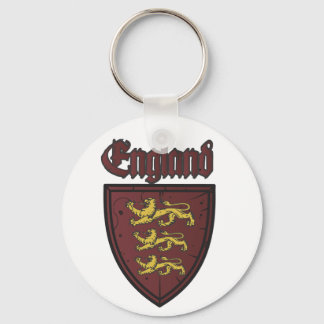 England Three Lions Wooden Shield Keychain
