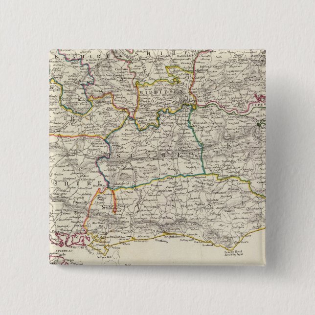 England V 2 Inch Square Button (Front)