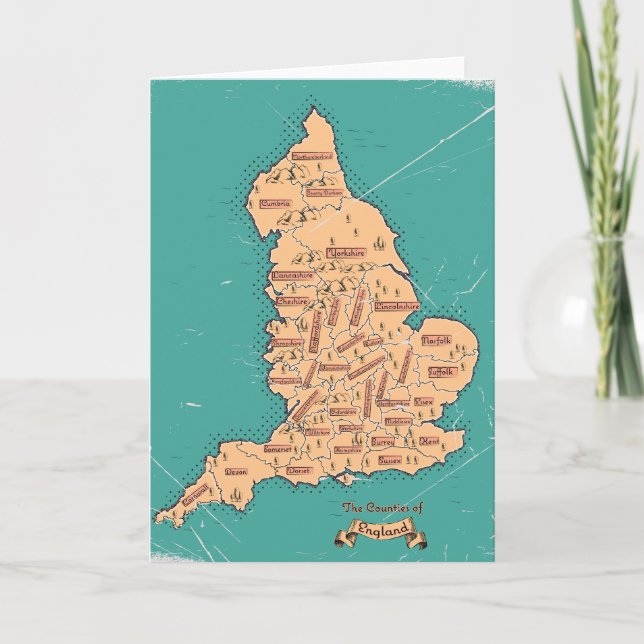 England Vintage Counties Map Card (Front)