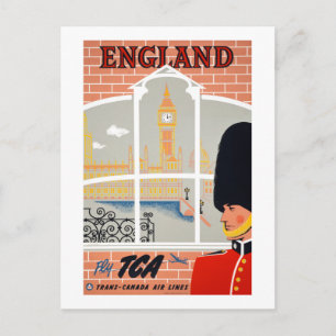 England Vintage Travel Poster Restored Postcard
