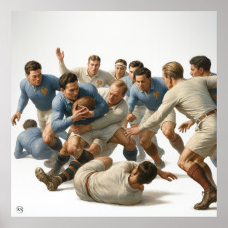 England vs France -  Vintage Rugby Print