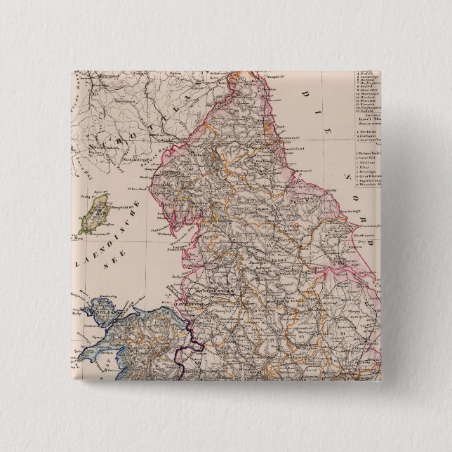 England, Wales 2 Inch Square Button (Front)