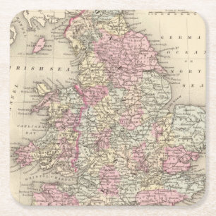 England, Wales 5 Square Paper Coaster