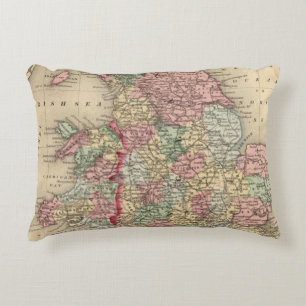England, Wales Map by Mitchell Decorative Pillow