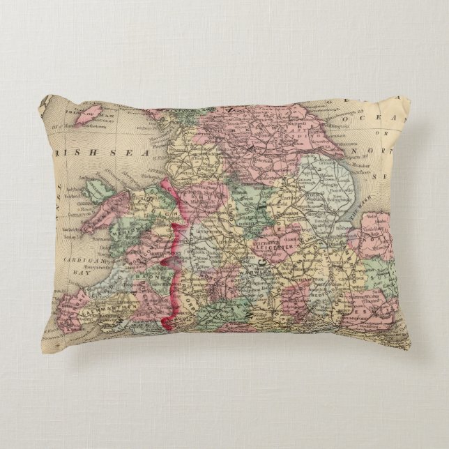 England, Wales Map by Mitchell Decorative Pillow (Front)