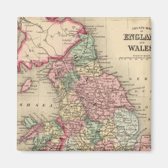 England, Wales Map by Mitchell Magnet (Front)