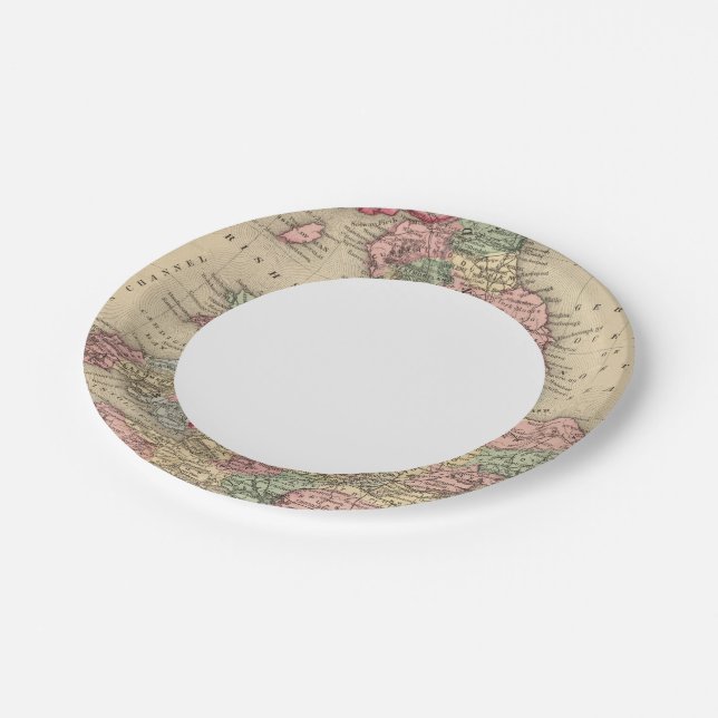 England, Wales Map by Mitchell Paper Plate (Angled)