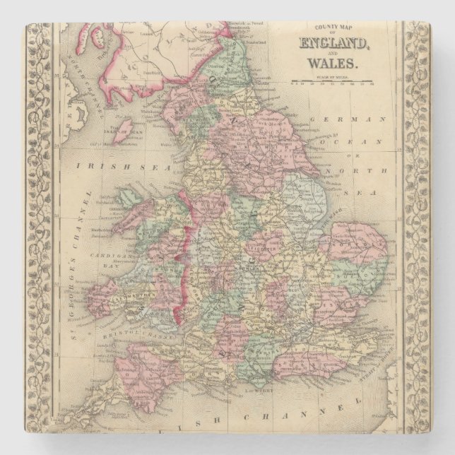 England, Wales Map by Mitchell Stone Coaster (Front)