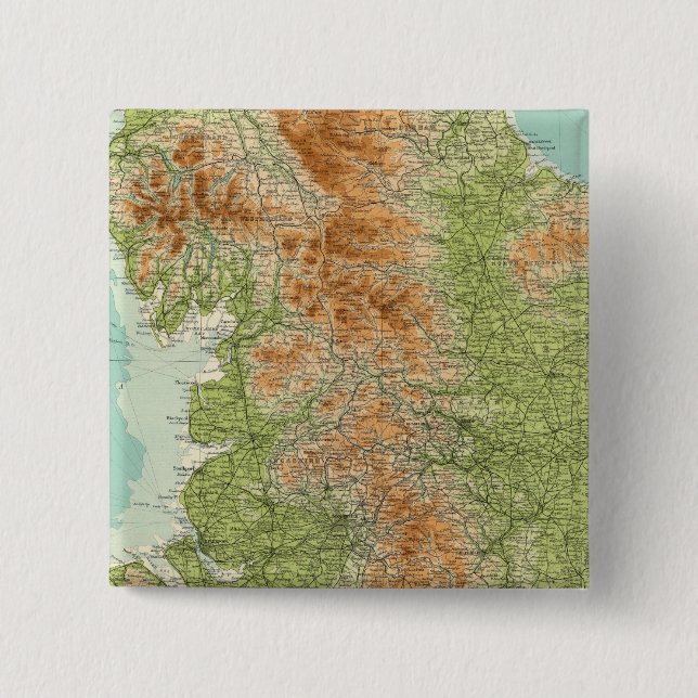 England & Wales, northern section 2 Inch Square Button (Front)