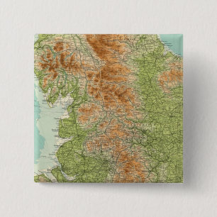 England & Wales, northern section 2 Inch Square Button