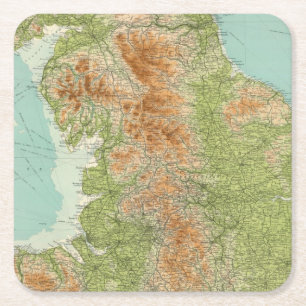 England & Wales, northern section Square Paper Coaster