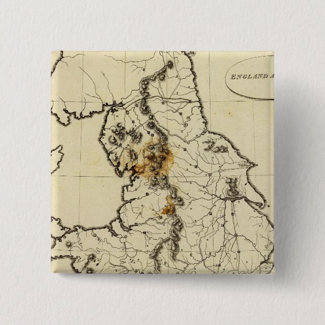 England, Wales outline 2 Inch Square Button (Front)