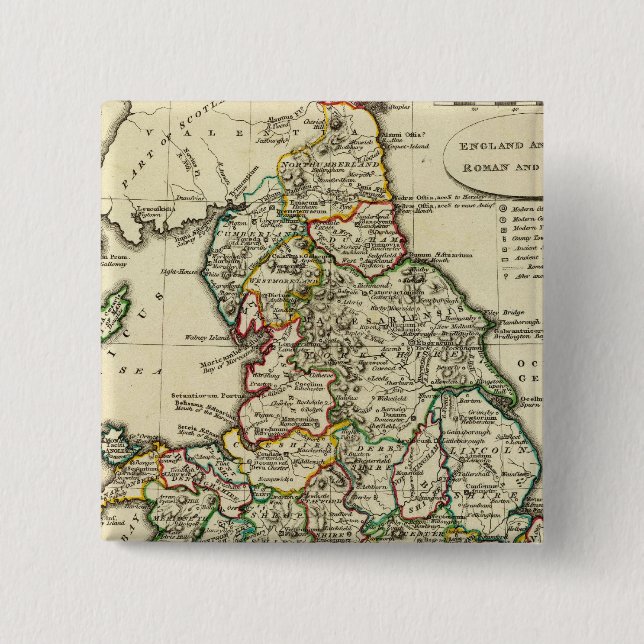 England, Wales Roman, modern 2 Inch Square Button (Front)