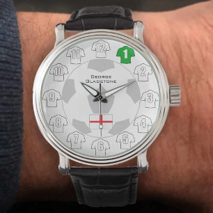 England Watch with Name, White Shirts and Flag