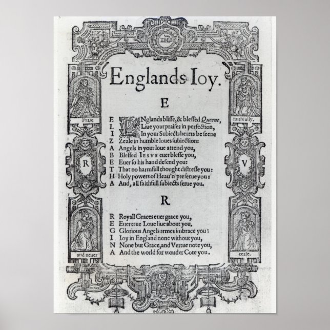 England's Joy by Richard Vennar, c.1602 Poster (Front)