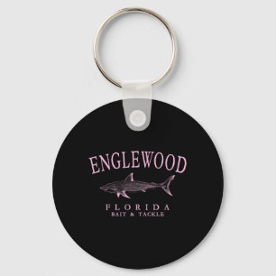 Englewood Florida Shark Retro nk Art Fishing Keychain