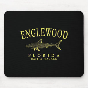 Englewood florida shark vintage yellow art fishing mouse pad