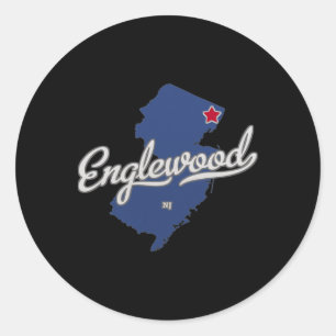 Englewood New Jersey Nj Map Classic Round Sticker
