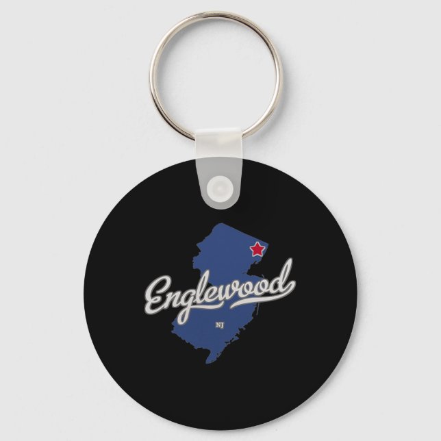 Englewood New Jersey Nj Map  Keychain (Front)