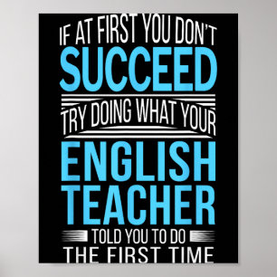 Englieacher If At First You Don't Succeed Funny Sm Poster