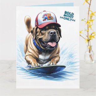 Englische Dogge Mastiff auf Surfbrett Card