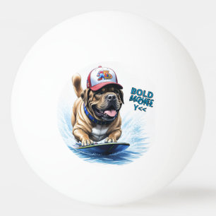 Englische Dogge Mastiff auf Surfbrett Ping Pong Ball
