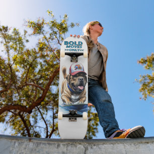 Englische Dogge Mastiff auf Surfbrett Skateboard