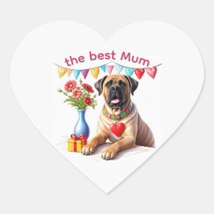 Englische Dogge Mastiff best Mum Heart Sticker