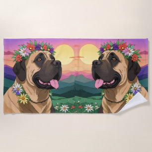 Englische Dogge Mastiff Comic Beach Towel
