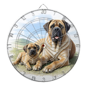 Englische Dogge Mastiff mit Kind Dartboard