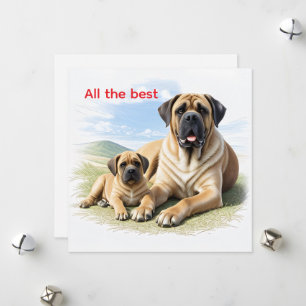 Englische Dogge Mastiff mit Kind Holiday Card