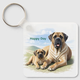 Englische Dogge Mastiff mit Kind Keychain