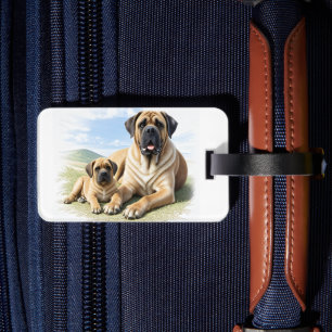 Englische Dogge Mastiff mit Kind Luggage Tag