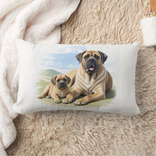 Englische Dogge Mastiff mit Kind Lumbar Pillow