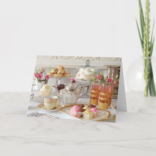 English Afternoon Tea, Scones, Fondant Fancies Card (Front)
