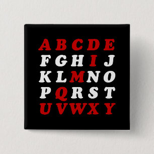 English Alphabet 2 Inch Square Button