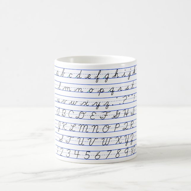 English Alphabet Diagram in Cursive Handwriting Coffee Mug (Center)