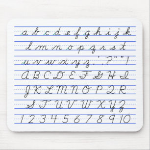 English Alphabet Diagram in Cursive Handwriting Mouse Pad
