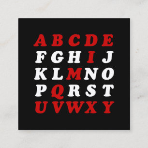 English Alphabet Square Business Card