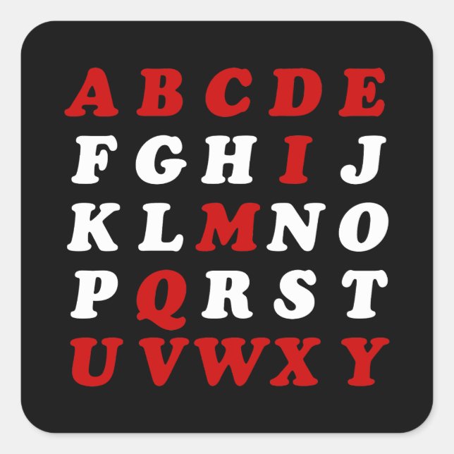 English Alphabet Square Sticker (Front)