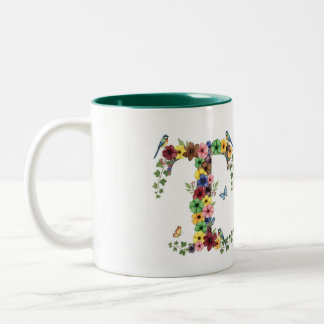 English Alphabet, T, Shabby Chic by Natasha Us   Two-Tone Coffee Mug