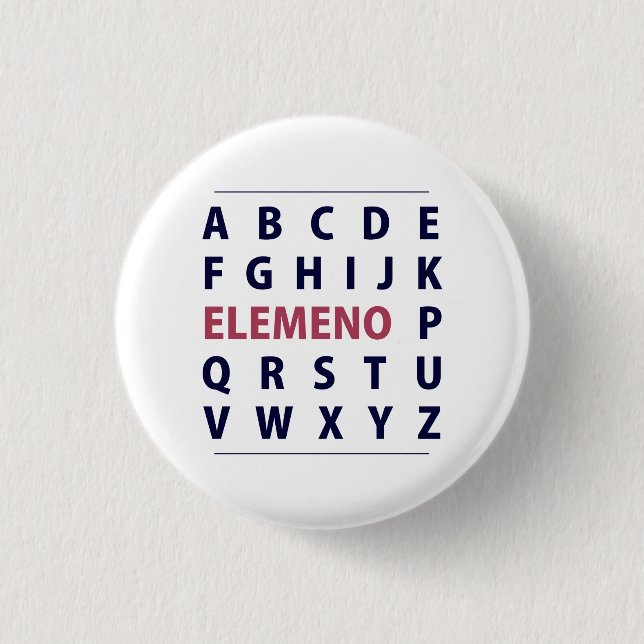 English Alphapbet ELEMENO Song 1 Inch Round Button (Front)