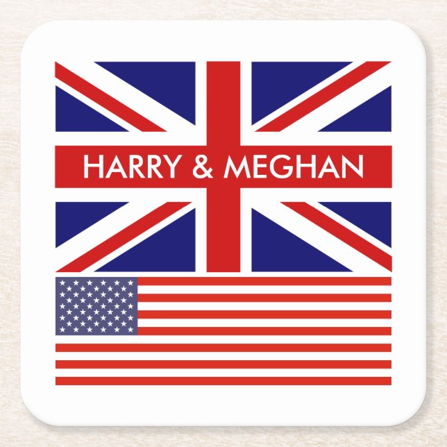 English American British Union Jack flag custom Square Paper Coaster (Front)