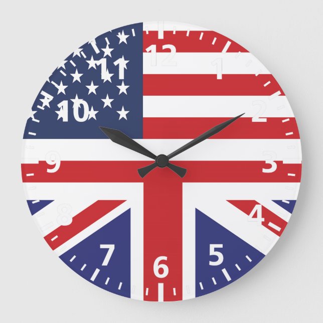 English American Flag 2 Large Clock (Front)